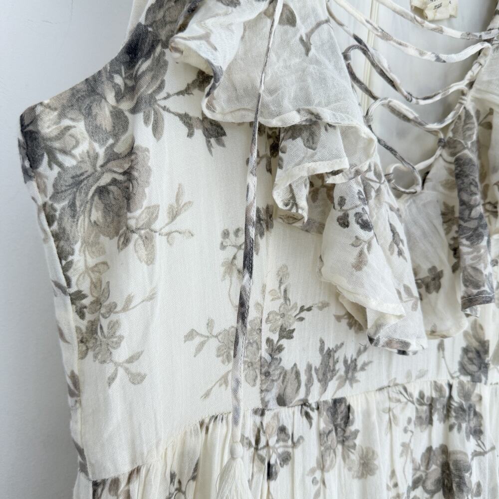 Denim & Supply Ralph Lauren Dress Large Floral Cotton Hi Low Ruffle Cottage Maxi - Picture 4 of 11